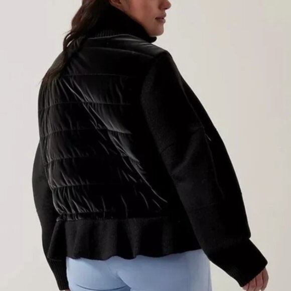 NW Athleta THERMOLITE BlackHanover Hybrid Jacket with Fitted Knit Sleeves & Hem - Picture 2 of 12